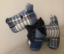Brenda, scottie dog, recycled material.